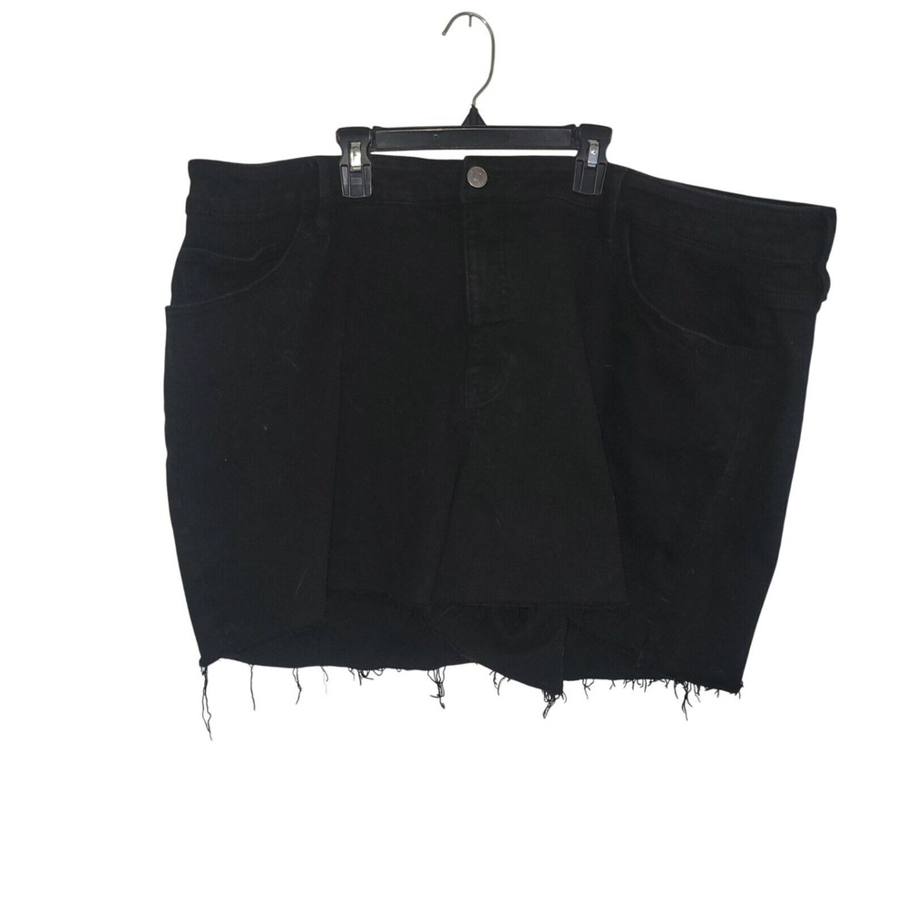 Ava & Viv New Womens High Rise Midi Black Denim Shorts Frayed Hem Plus Size‎ 17